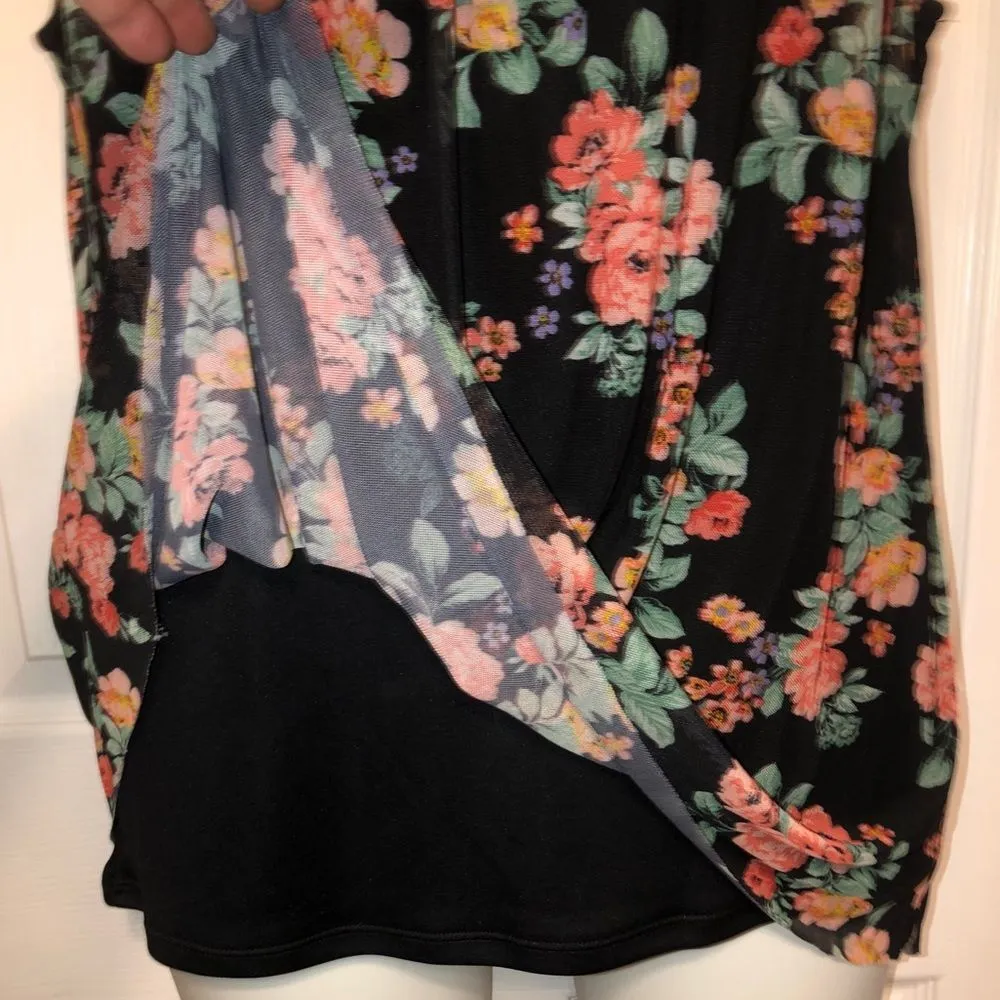 Bobbie Brooks Sz M Black Floral Sheer Yoke Tank Top NEW NWT - Image 4