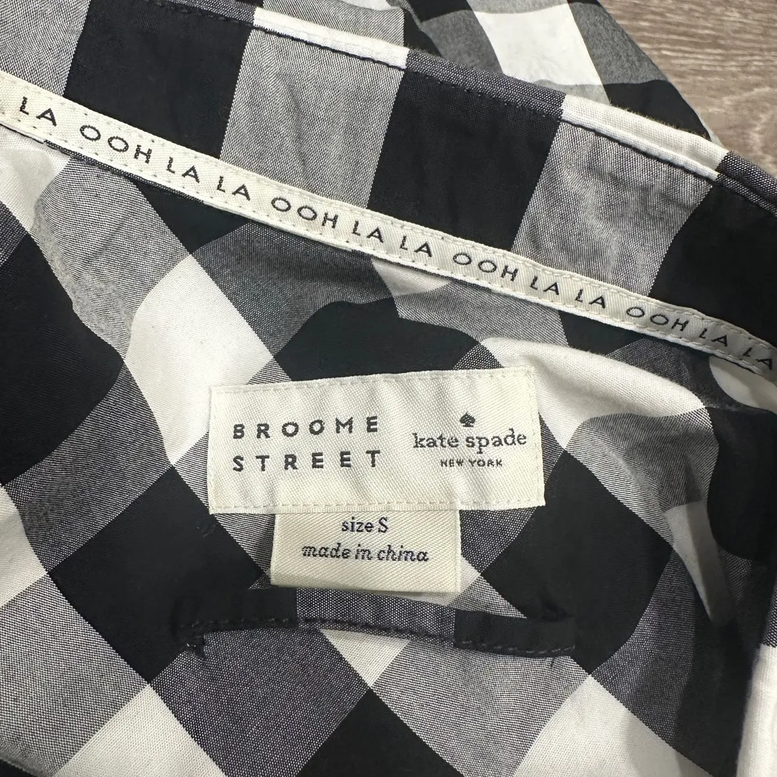 Kate Spade Broome Street Black White Gingham Belted Shirt Dress Preppy Coastal - Image 10