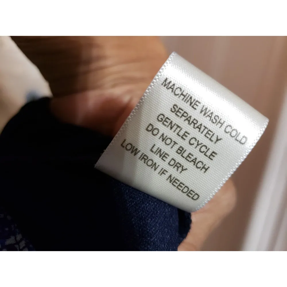 Emma & Michele Womens Blue White Floral Polyester V Neck Knee Length Dress Large - Image 10