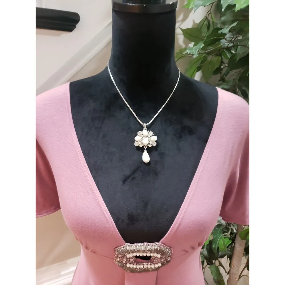 Voice Blouse Top Womens XL Pink Embellished O Ring Detail Deep V Neck Backless - Image 5