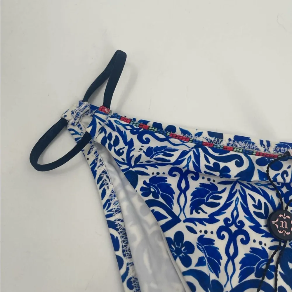 NANETTE LEPORE Bikini Bottom XS Talavera Vamp Azure Blue Beach Swim Resort NWT - Image 9
