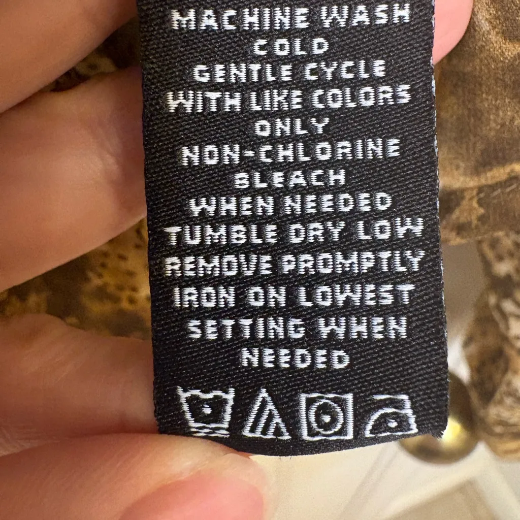 Norton McNaughton Brown Snake Leopard Cheetah Print Boho Button Down Blouse 18 - Image 4