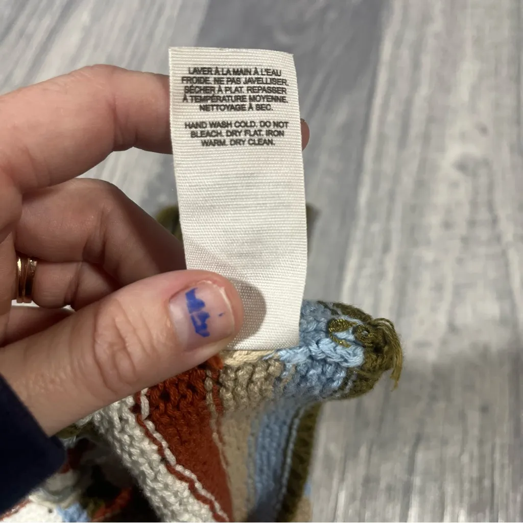 Garage Green, White, Orange, Baby Blue Striped Halter Knit Top; Medium Women's - Image 9