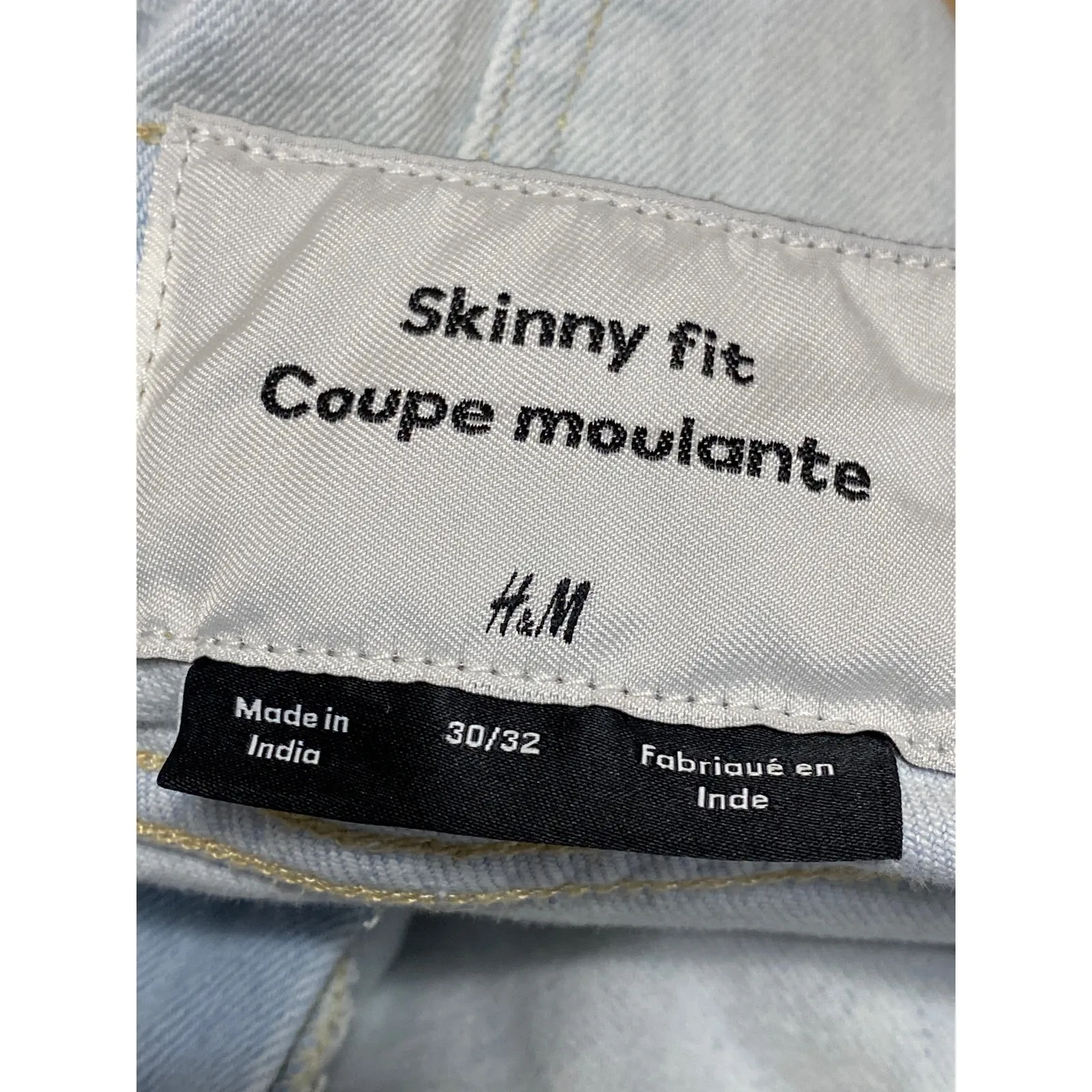 H&M Women's White Distressed Ripped High Rise Skinny Denim Jeans Pants Sz 30/32 - Image 3