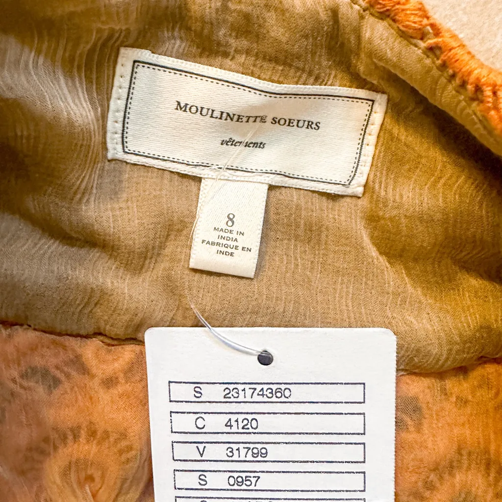 NEW Anthropologie Moulinette Soeurs Tuberosa Orange Lace Skirt 8 MSRP $188 - Image 10