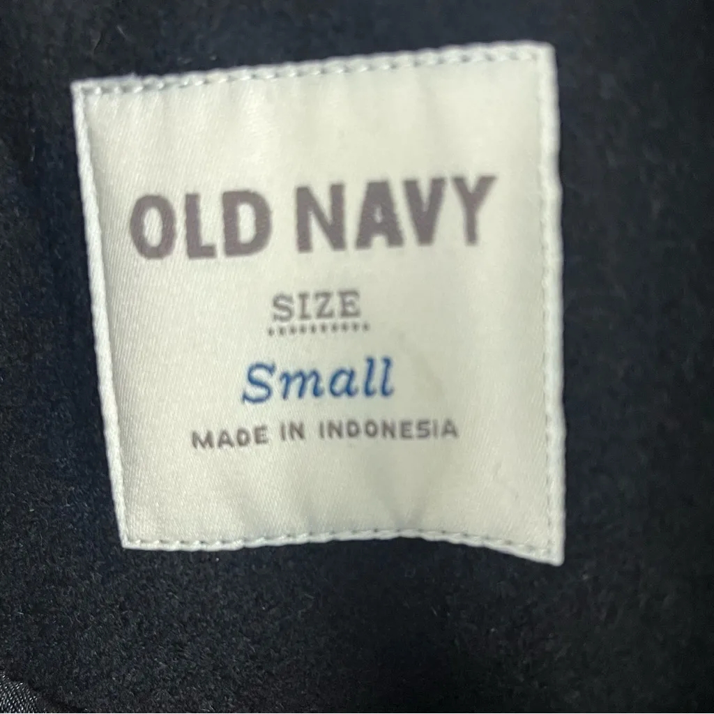 OLD NAVY Classic Black Wool Blend Lined Button Front Long Sleeves Pea Coat Small - Image 3