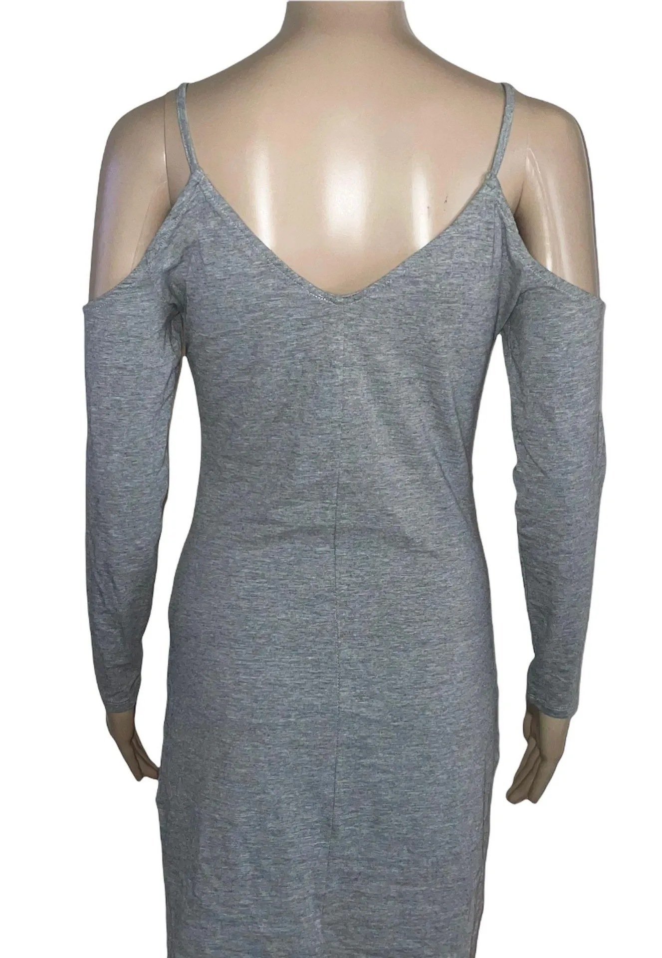 Divided Spaghetti Strap Cold Shoulder Knit Dress - Image 3