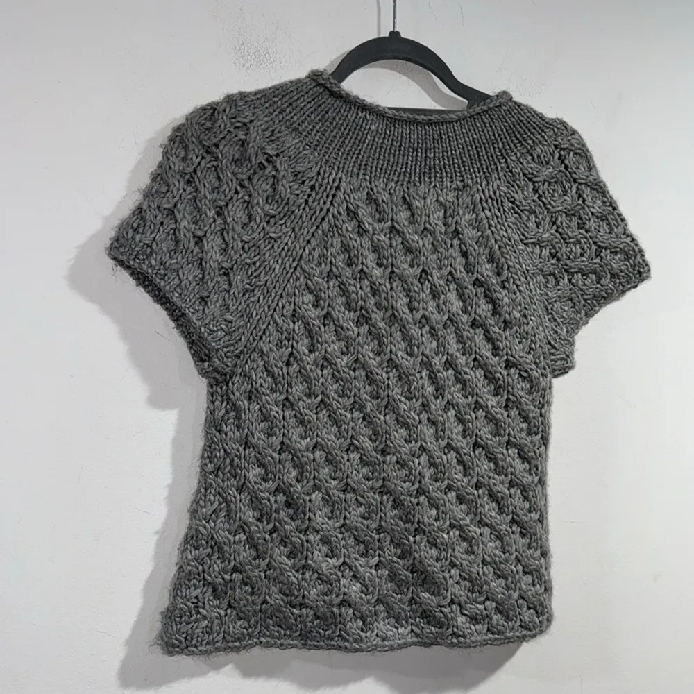 Kaisely sweater knit gray short sleeve alpaca wool acrylic blend‎ small - Image 6