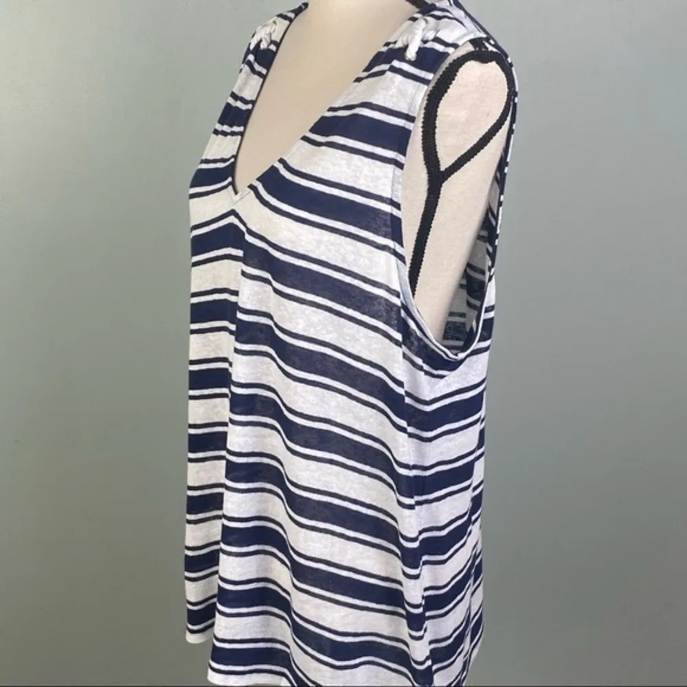 MICHAEL MICHAEL KORS navy and white tank top with rope detail. Size XL. EUC - Image 5