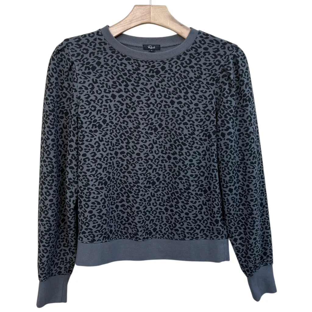 Rails Marcie Black/Gray Cheetah Print Long Sleeve Sweatshirt Size Small - Image 5