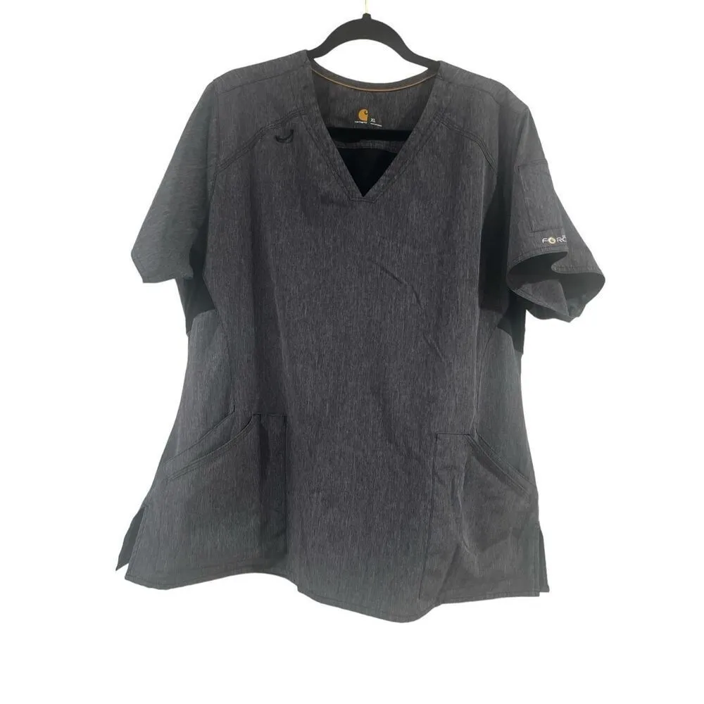 ✨HP✨Carhartt Women's Multi-Pocket V-Neck Medical Scrub Grey Sz XL Top✨ - Image 3