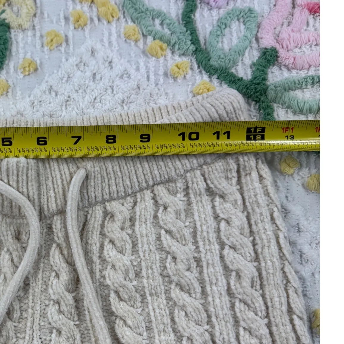 Polly‎ Cable Knit Pants XS/S Beige Drawstring Cozy Lounge Casual Knitwear Tan - Image 7