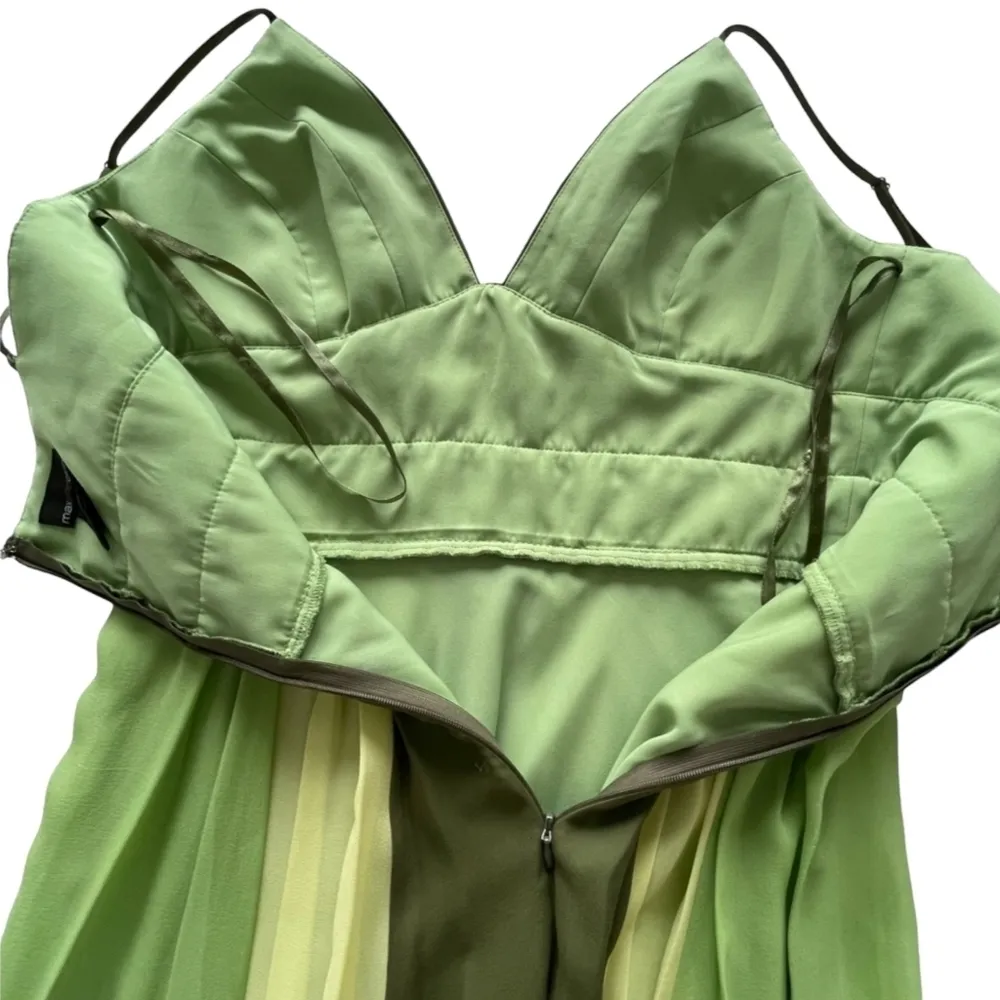 MAX and Cleo Lime Green and Yellow Chiffon Silk Cocktail Party Dress - Size 6 - Image 8