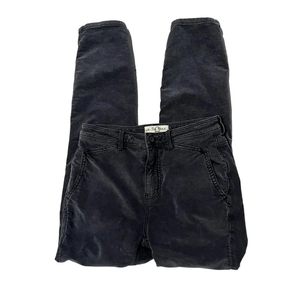 Free People Fine Line Straight Leg Crop Gray Black Corduroy Jeans - Image 10