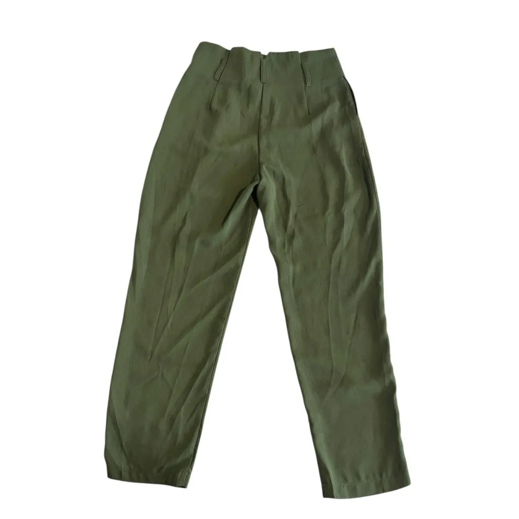 Know One Cares Pleated Dress Pants Womens Size S 28 x 25 Green Ankle Belt Loops - Image 10