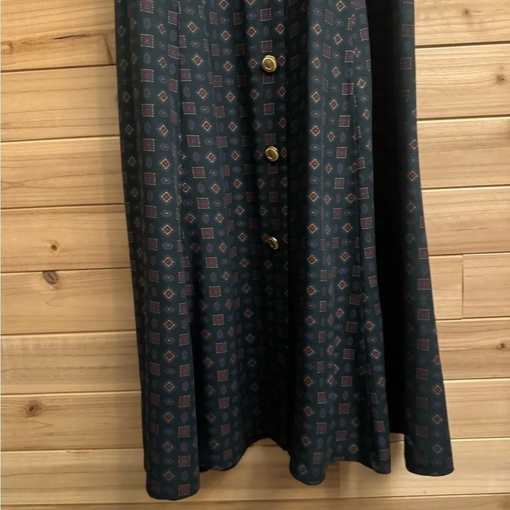 Vintage RJ Steven’s Sz Medium Button Front Belted Secretary School Teacher Dress Green - Image 6