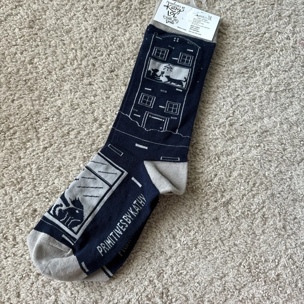 Kathy LOL Made You Smile Socks Navy Cat Lover Socks Blue - Image 3