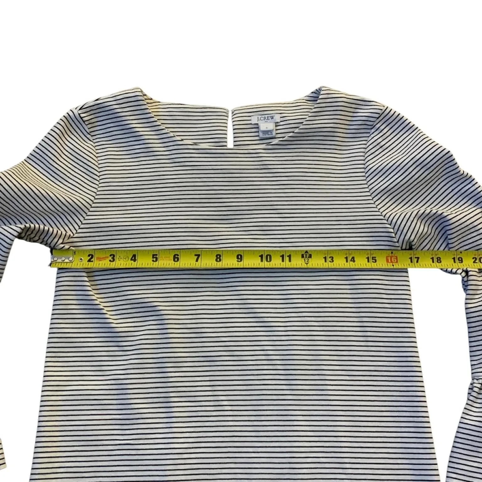 ​J. Crew Black White Striped Bell Sleeve Knit Shift Mini Dress Classic French - Image 7