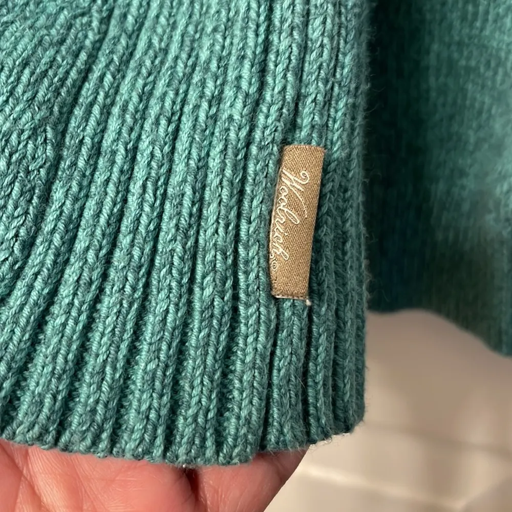 Vintage Woolrich Woolen Mills Teal Ribbed Knitted Henley Sweater Heavyweight XL - Image 3