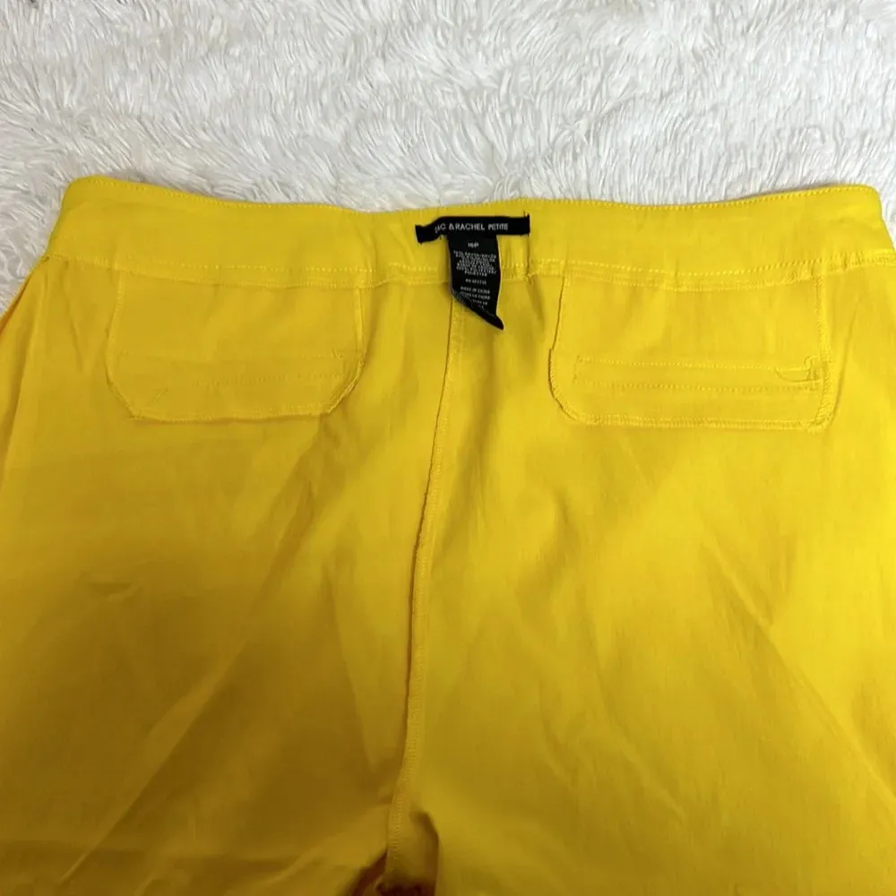 NWOT Zac & Rachel Bright Yellow Capris with Crochet Trim on Bottom Size 16P - Image 7