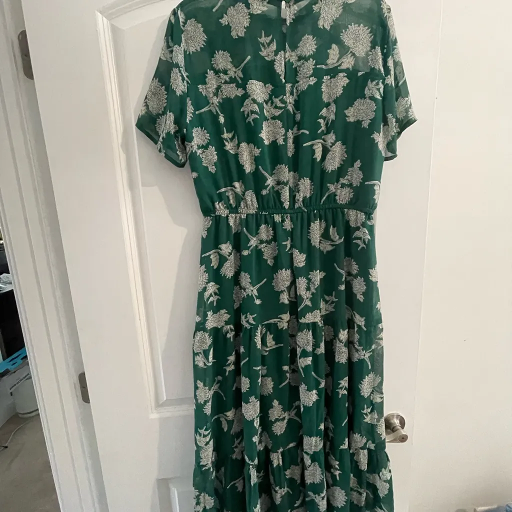 Lulus Floral Dressed Up Dark Green Floral Print Midi Dress - Image 3