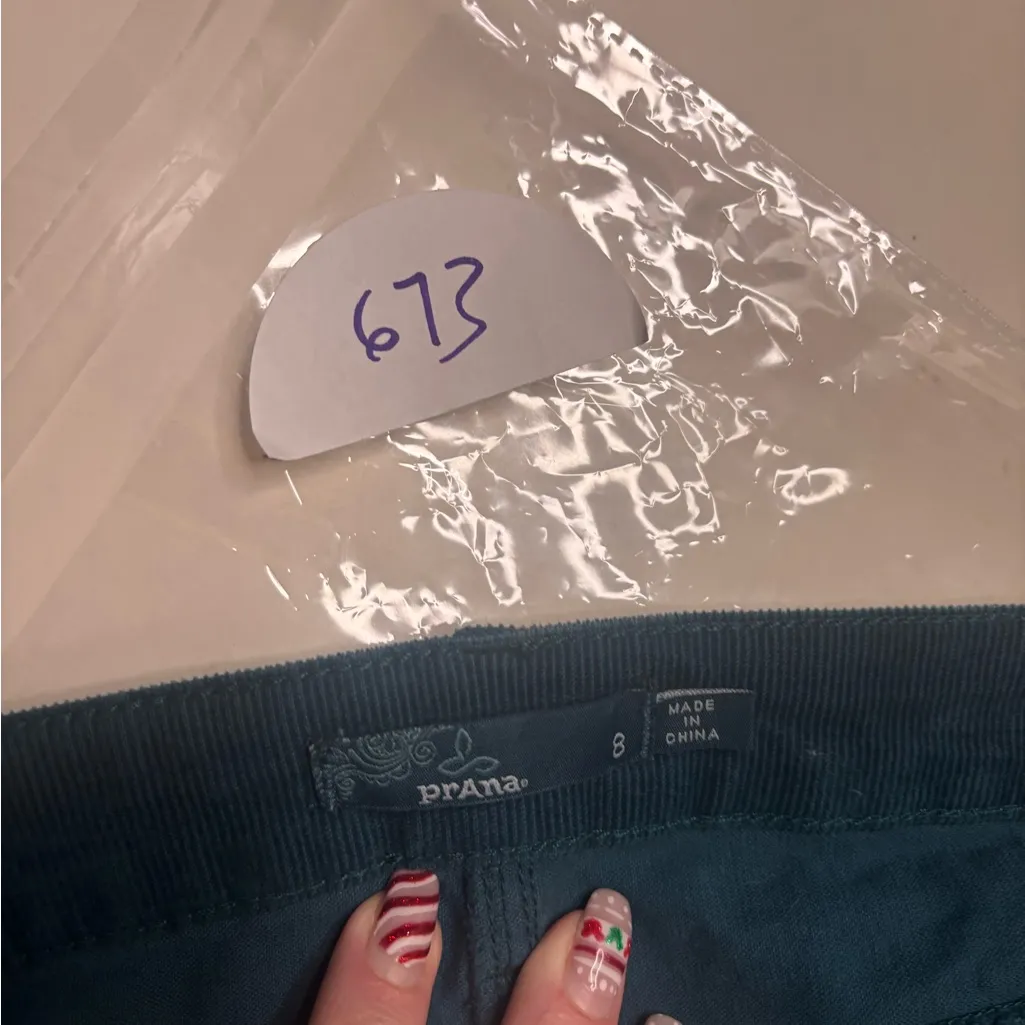 PrAna Trista Corduroy Mini Skirt Womens Size 8 Medium Blue Green Pockets Organic - Image 5