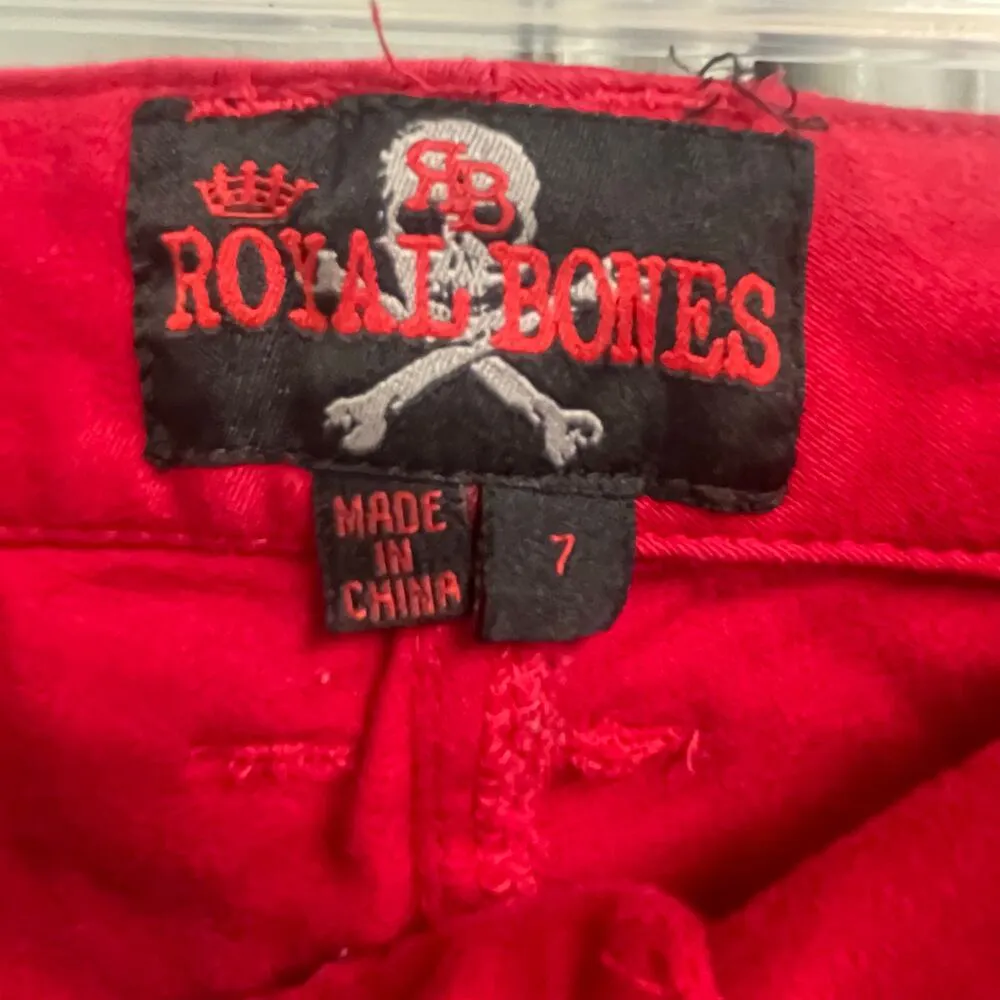 Royal Bones Size 7 Red Black Pants Jeans Stretch Daang Goodman Goth Punk - Image 4