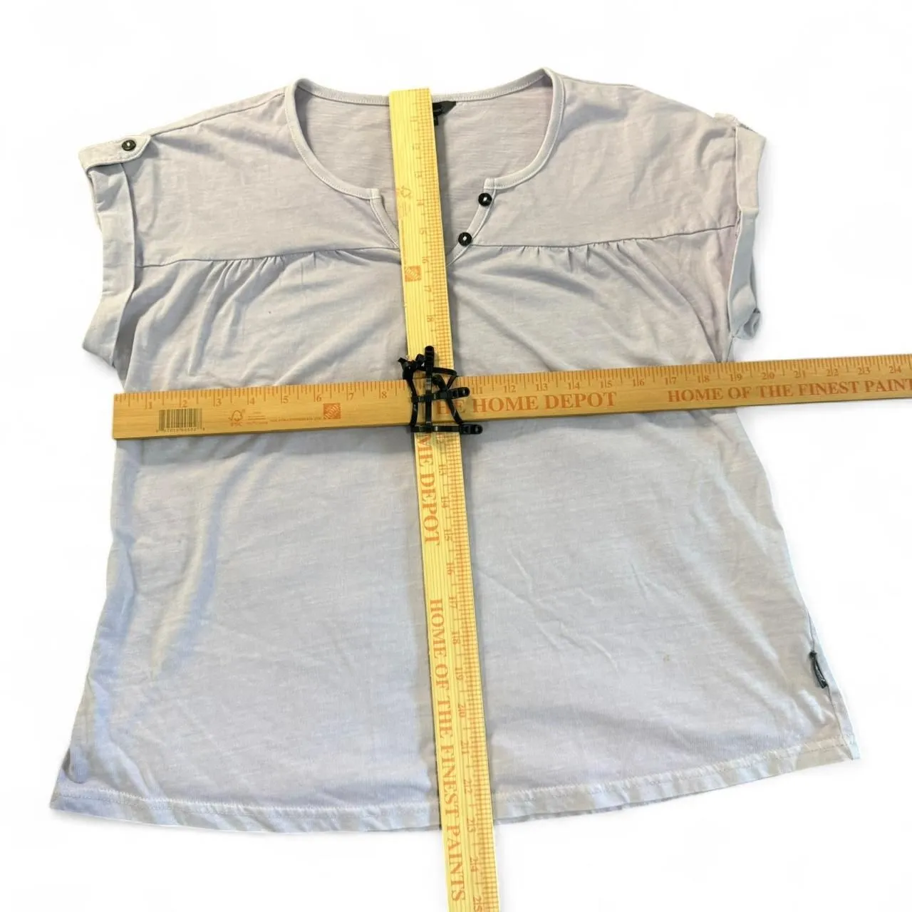 Eddie Bauer S Lavender Cap Sleeve Henley Button Front Top Stretch Cotton Blend - Image 8