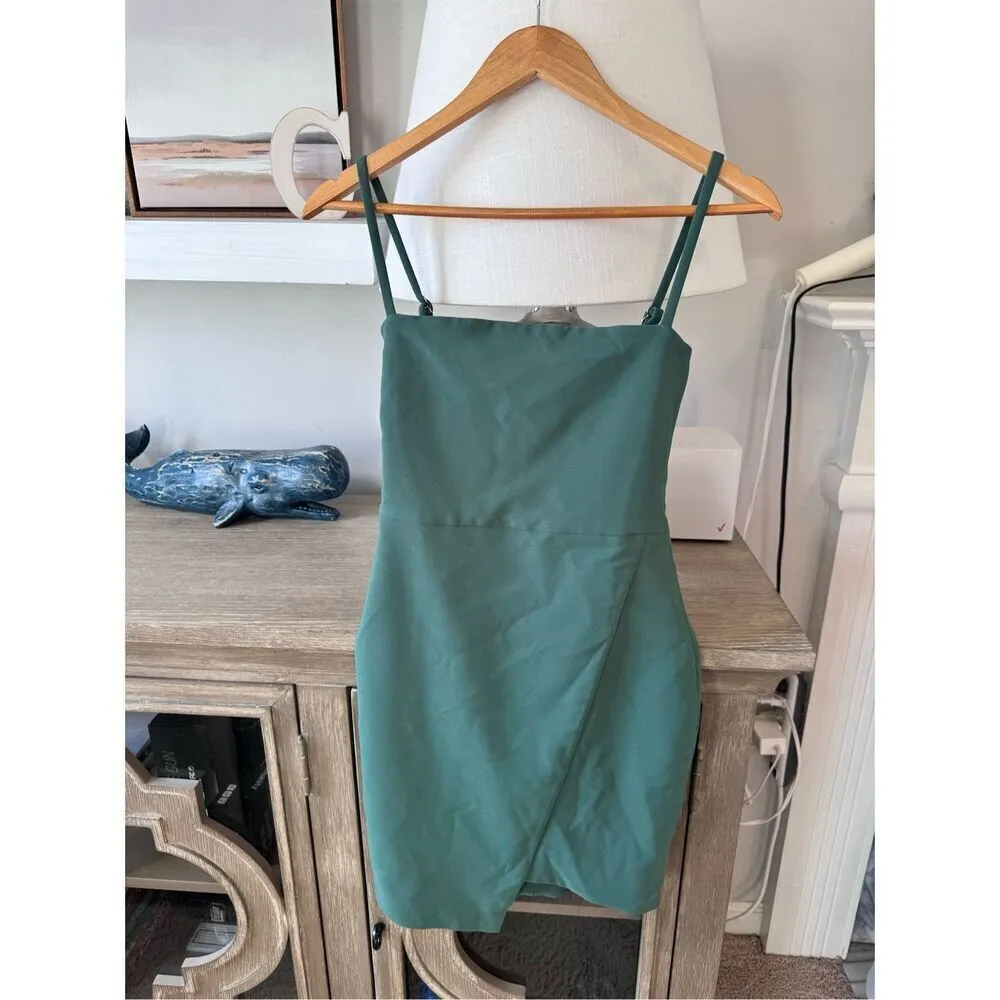 NWOT Nookie Billie Square Neck Fitted Bodycon Cocktail Mini Dress Khaki Green Si - Image 4