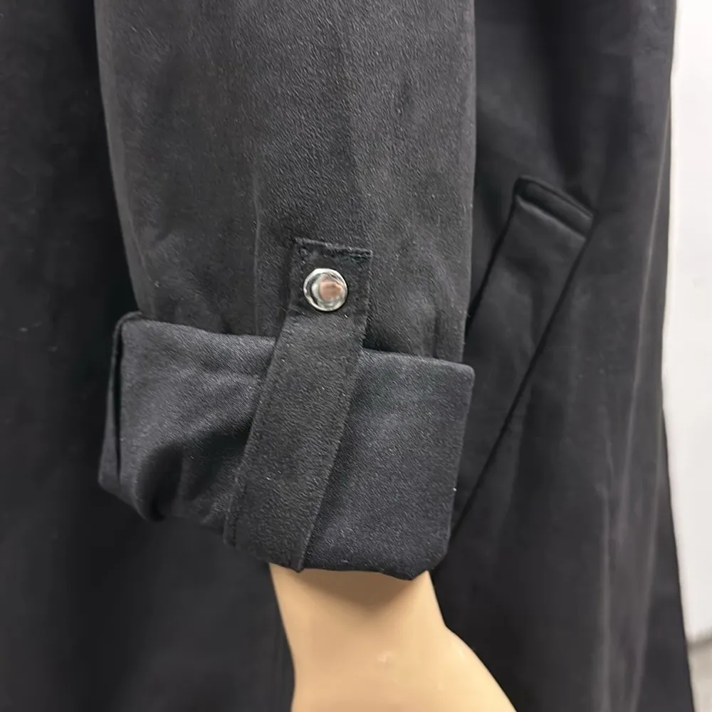 Love Tree Black Sueded Open Front Roll Tab Snap Sleeve Jacket Coat Womens Large - Image 5