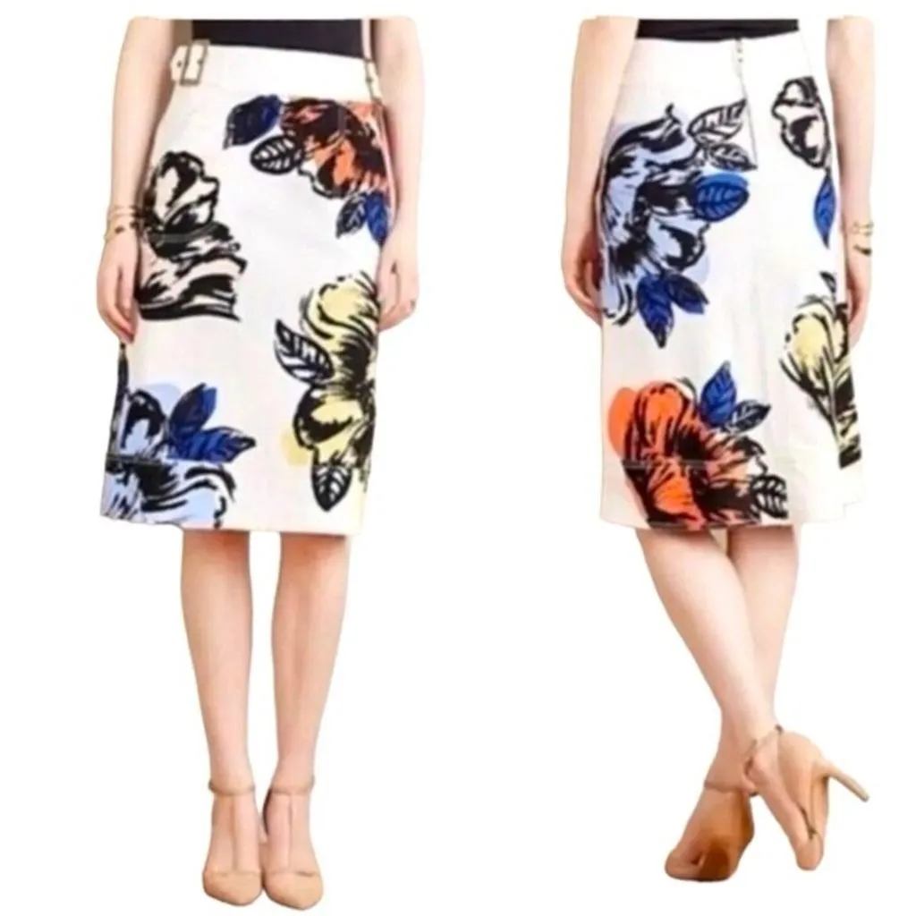 Anthropologie Maeve Rosny‎ Floral Twill Skirt 4 - Image 2