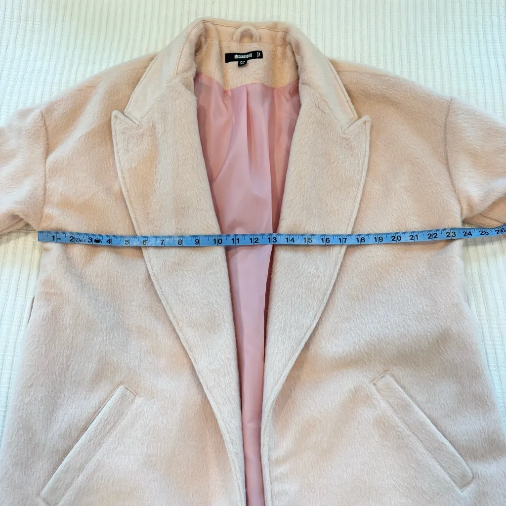 Missguided Drop Shoulder Light Pink Faux Fur Formal Women's Coat US Size 6 - Image 9