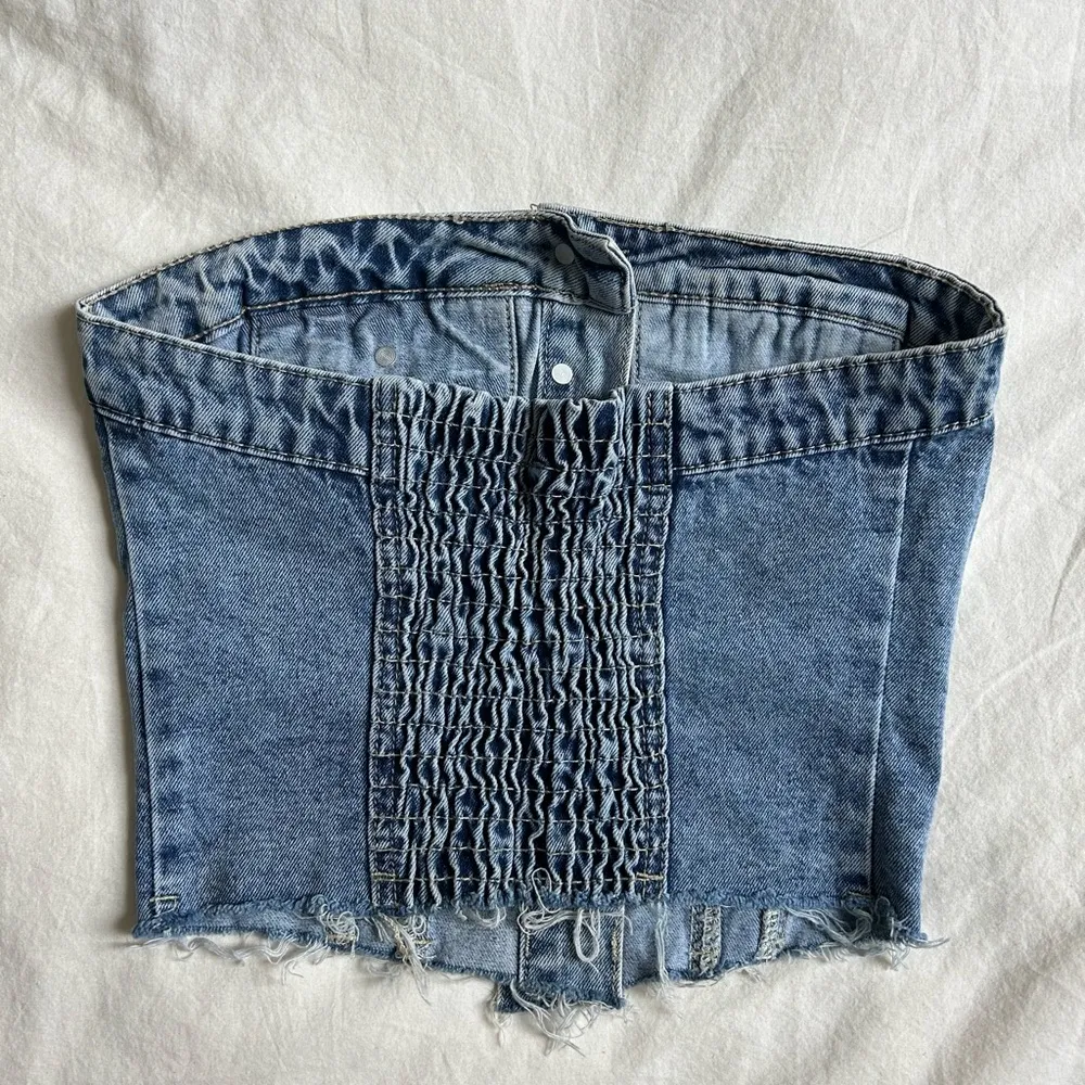 Denim Button-Up Corset Top - Image 2