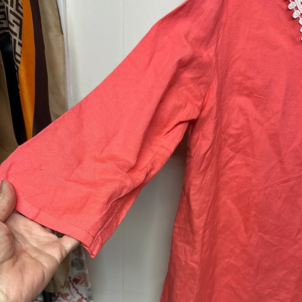 Premier Melon color Blouse with White V - Image 3