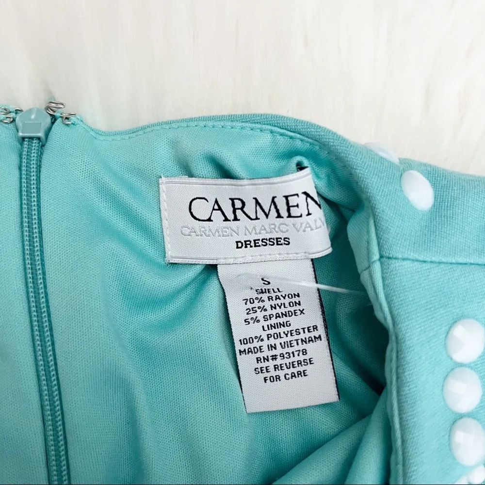 Carmen Teal Sleeveless Beaded Dress - Image 4