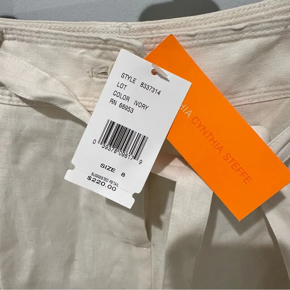 NWT Cynthia Steffe Linen Capri Length Cargo Pants - size 8 - Image 2