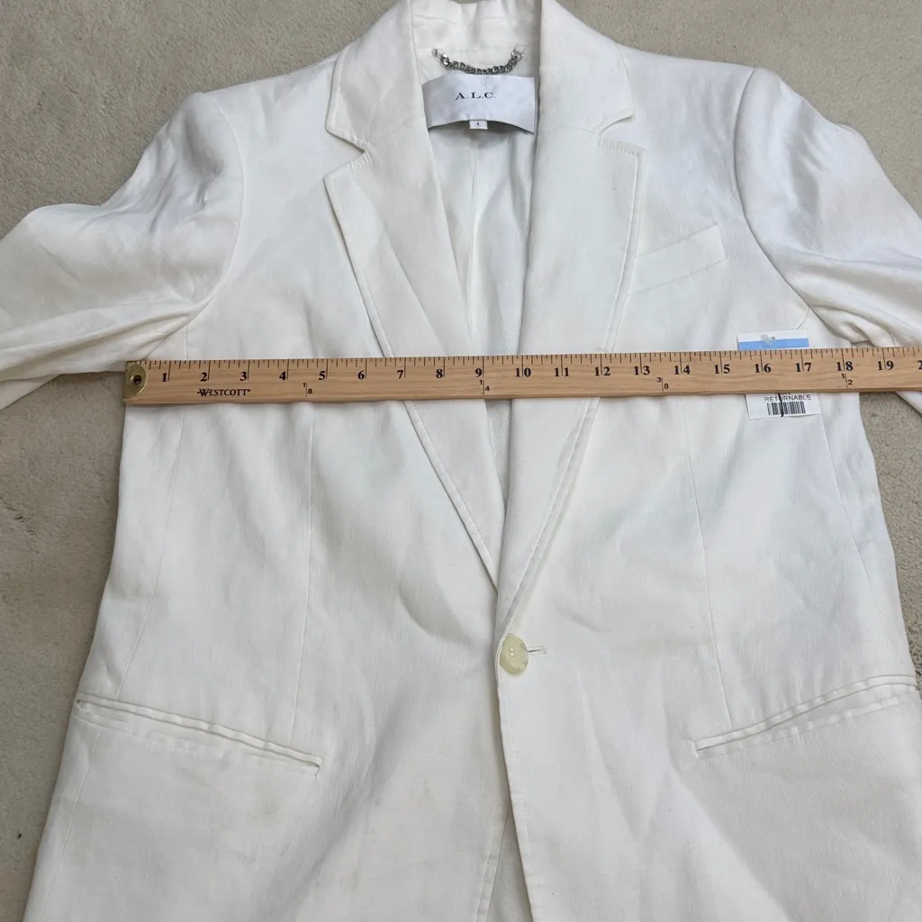 ALC Donovan Linen Blend Lined White Blazer Jacket Size 4 NWT - Image 13