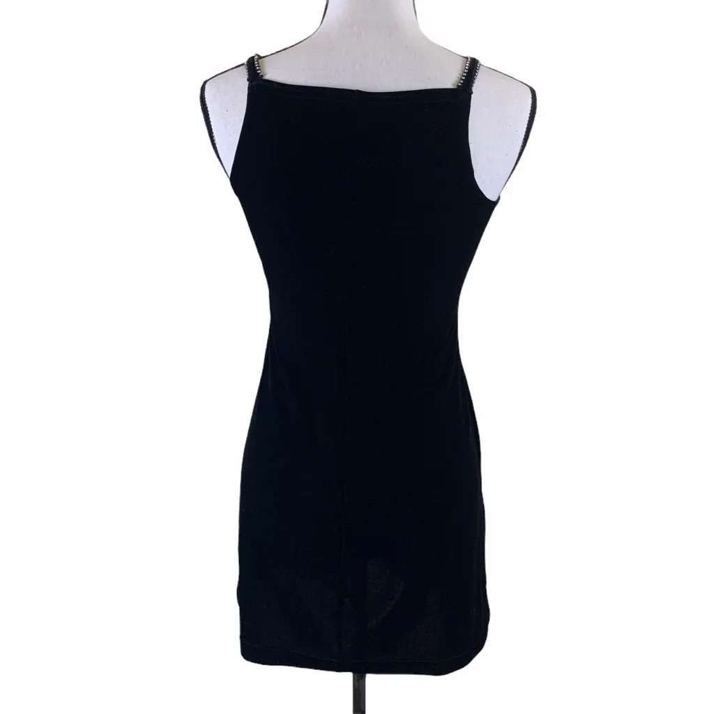 C.W. Designs Rhinestone Embellished Velvet Cocktail Dress Black Size M - Image 2