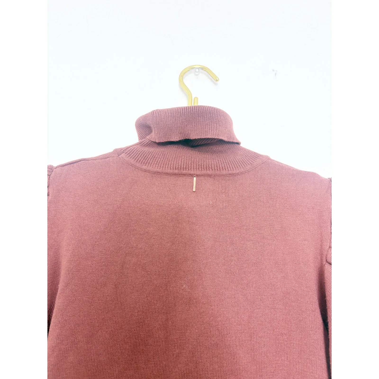 NWT MISA Los Angeles Gabriela Puff Sleeve Turtleneck Top Size XS Brown Knit - Image 11