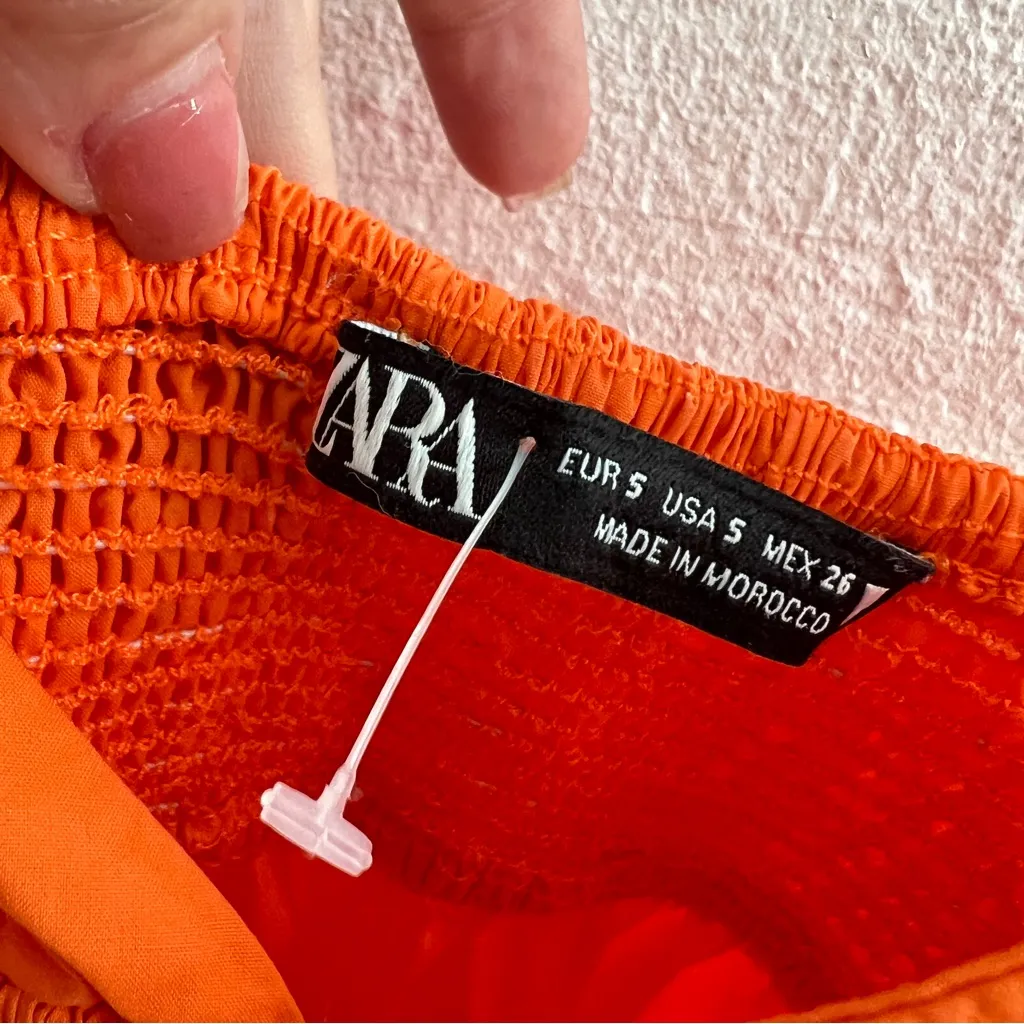 Zara Orange Smocked Maxi Dress Small V-Neck Sleeveless Flowy Summer Boho - Image 9