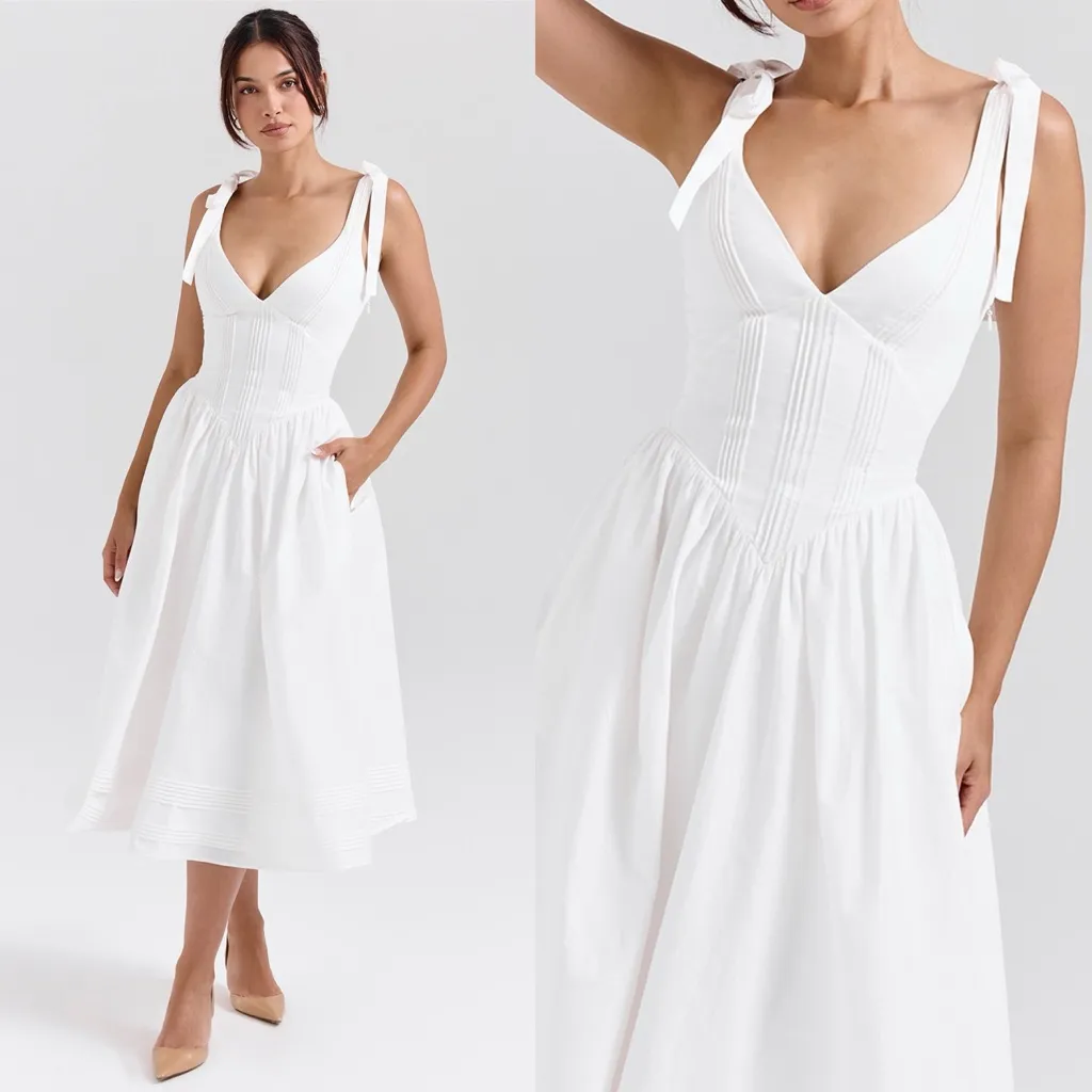 House‎ of CB 'Hattie' white pin tuck cotton midi sundress NWOT size XS - Image 2