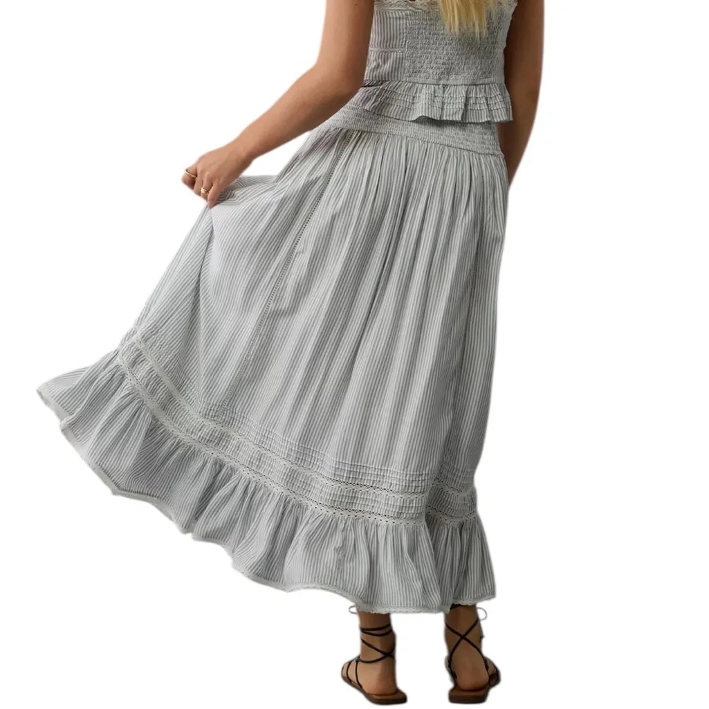 American Eagle Skirt Womens Tiered Maxi Cottage Western Coastal Cowgirl Size S - Image 9