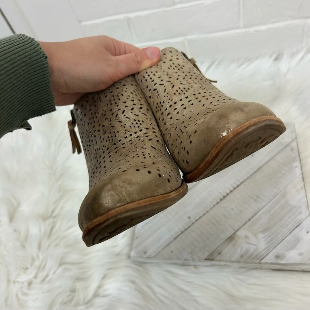 Sofft Metallic Leather Perforated Open Back Heeled Booties Size 10 Tan - Image 5