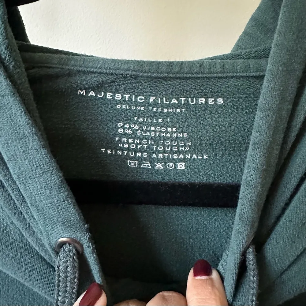 Majestic Filatures Deluxe Teeshirt French Touch Pullover Hoodie in Hunter Green - Image 2