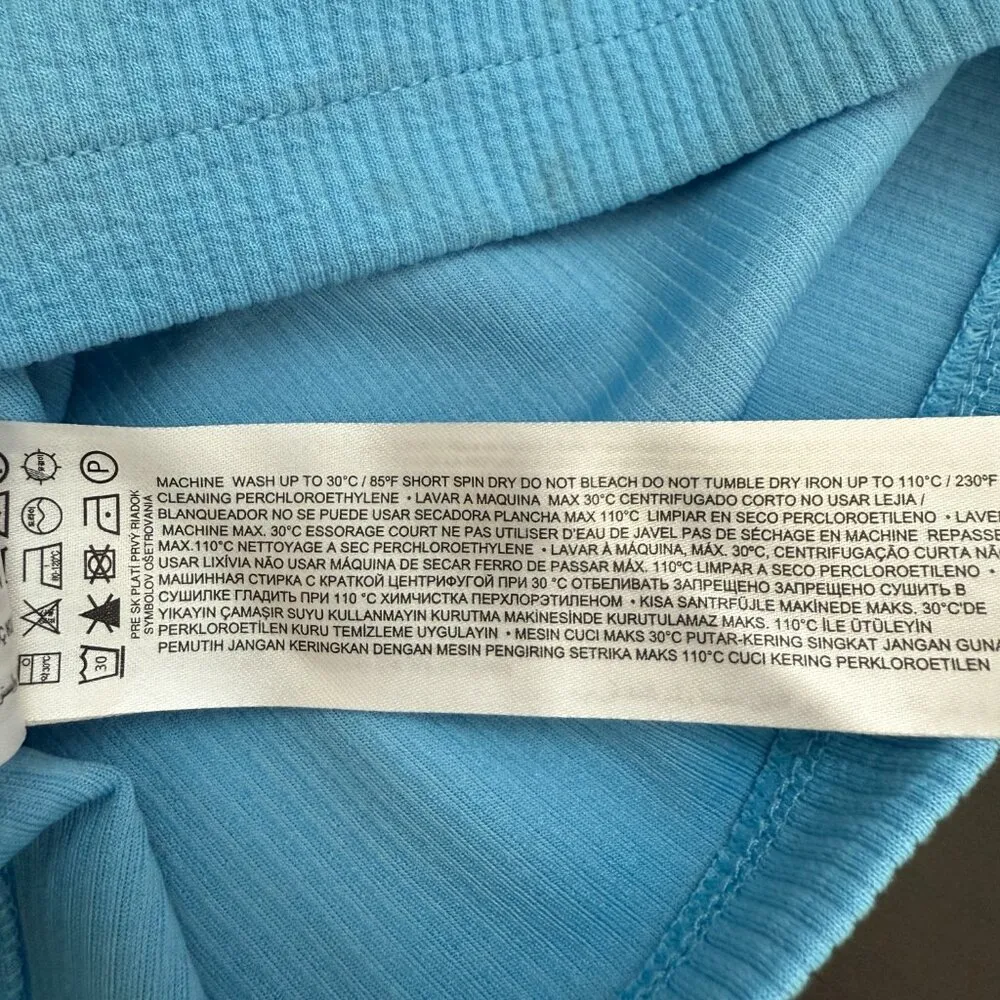 Mango Crisscross Strap Bodycon Mini Dress Women's 2 Blue Going Out Ribbed NWOT - Image 14