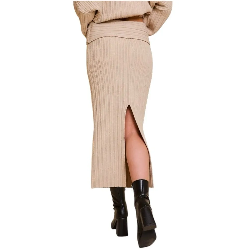 Oat Knitted Off The Shoulder Top & Bodycon Skirt 2 Piece Set NWT - Image 10