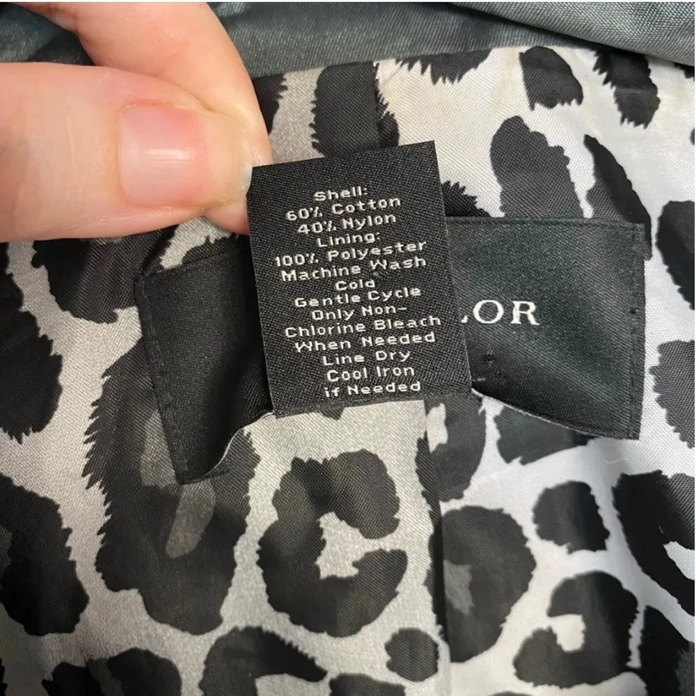 Metallic Gray Nylon Rain Jacket Snap Coat medium Peter Pan Collar M - Image 8