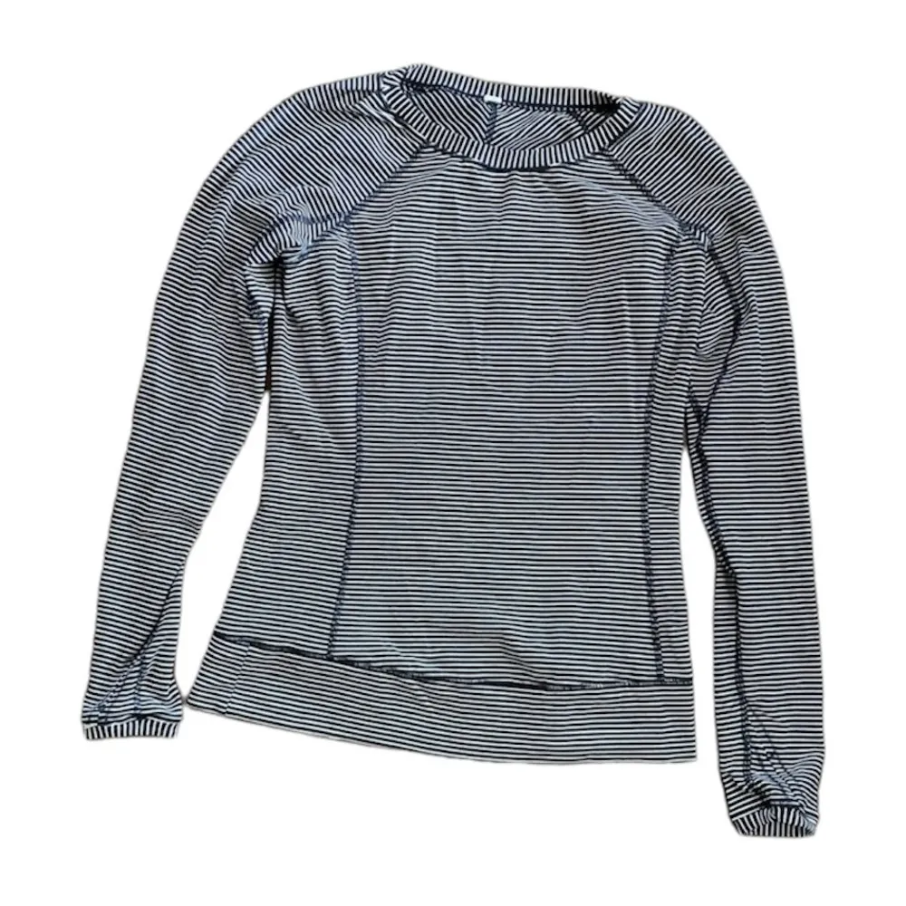 Lululemon Race Your Pace Long Sleeve Black White Hyper Stripe Size 6 - Image 2