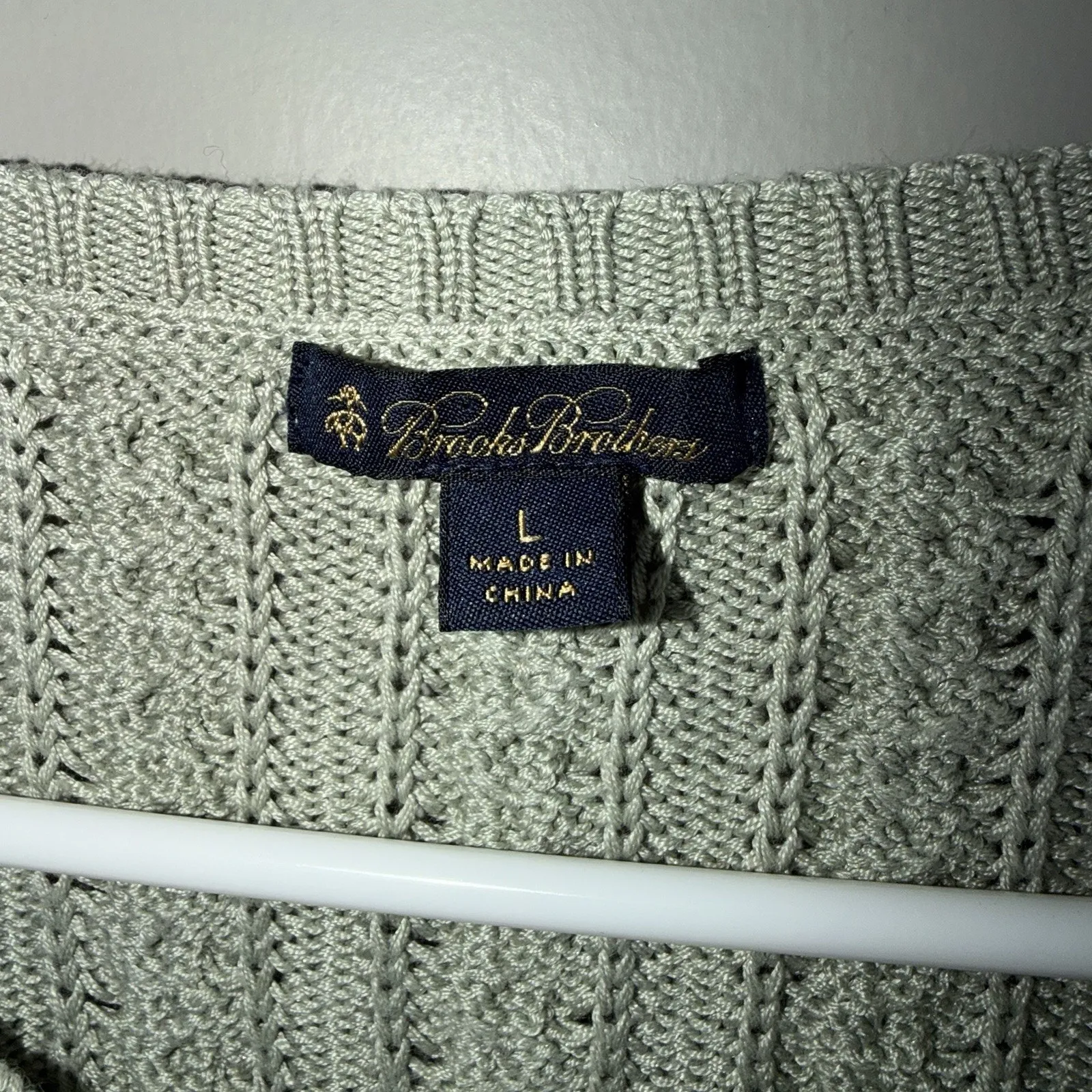 Brooks Brothers 100%Silk Cable Knit Sweater 3/4 Sleeve Woman’s L Mint Sage Green - Image 2