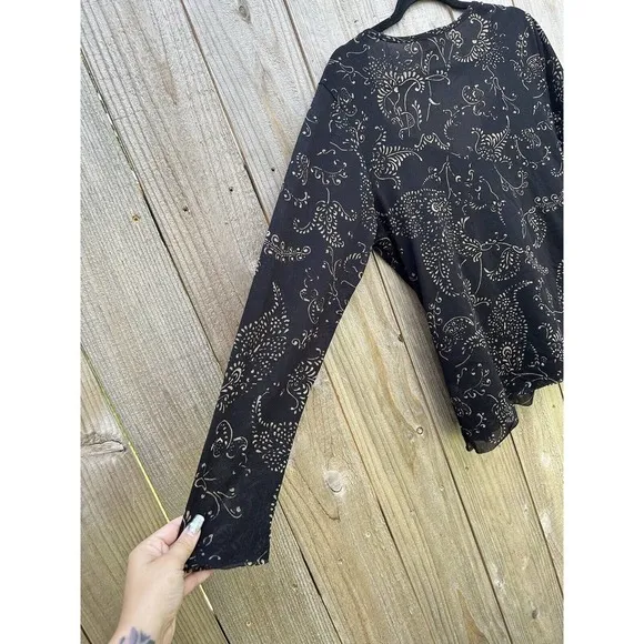 Bandolino Shirt Womens 1XL Black‎ Fairy Light Grunge Mesh Long Sleeve - Image 8